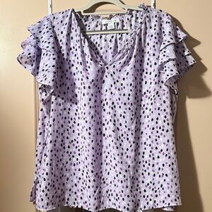 Liz Claiborne XXL Polka Dot Ruffle Sleeve Top